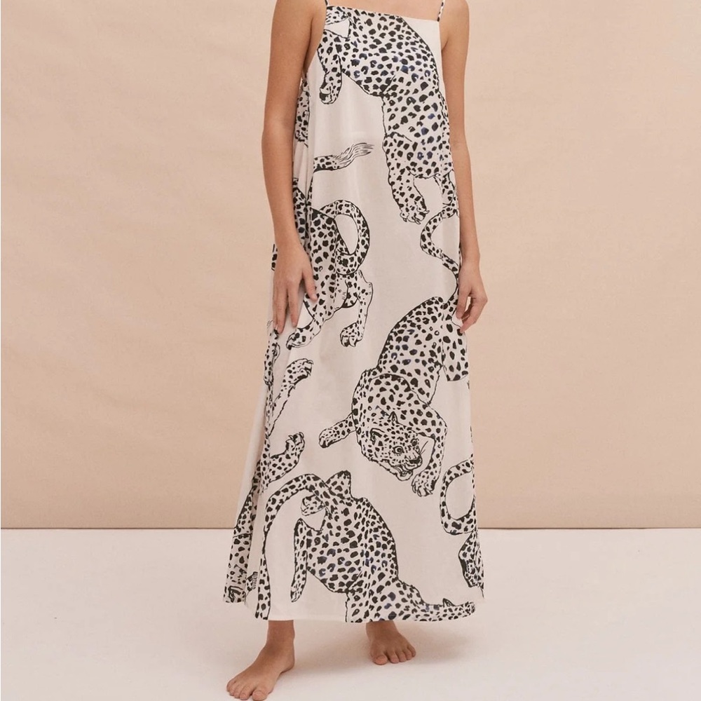 Desmond & Dempsey Leopard Print Maxi Dress